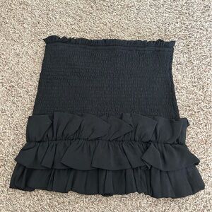 DO+BE Black Mini Pencil Skirt with Ruffled Smocked Details for Casual Work